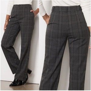 Evereve Sanctuary Womens Soho Trouser Pants Size 26 Grey Plaid Straight Leg NEW